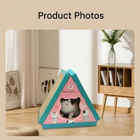 Maison à gratter triangulaire pour chat, en carton, avec pente verticale, grotte fermée pour chaton, durable, protection de meubles