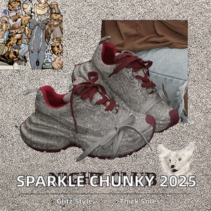 2025 baskets <span class=keywords><strong>à</strong></span> <span class=keywords><strong>paillettes</strong></span> pour femmes avec semelle épaisse et strass hauteur augmentant chaussures décontractées en caoutchouc - Product Image 2
