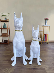 Estatua de Perro Dóberman de Tamaño Real, Decoración Creativa de Resina para Jardín, Adornos, Esculturas de Perros, Navidad, Halloween - Product Image 5