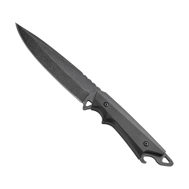 OEM Custom Stonewashed Outdoor Knife Fixed Blade Tactical Survival Hunting Knife With Nylon Sheath