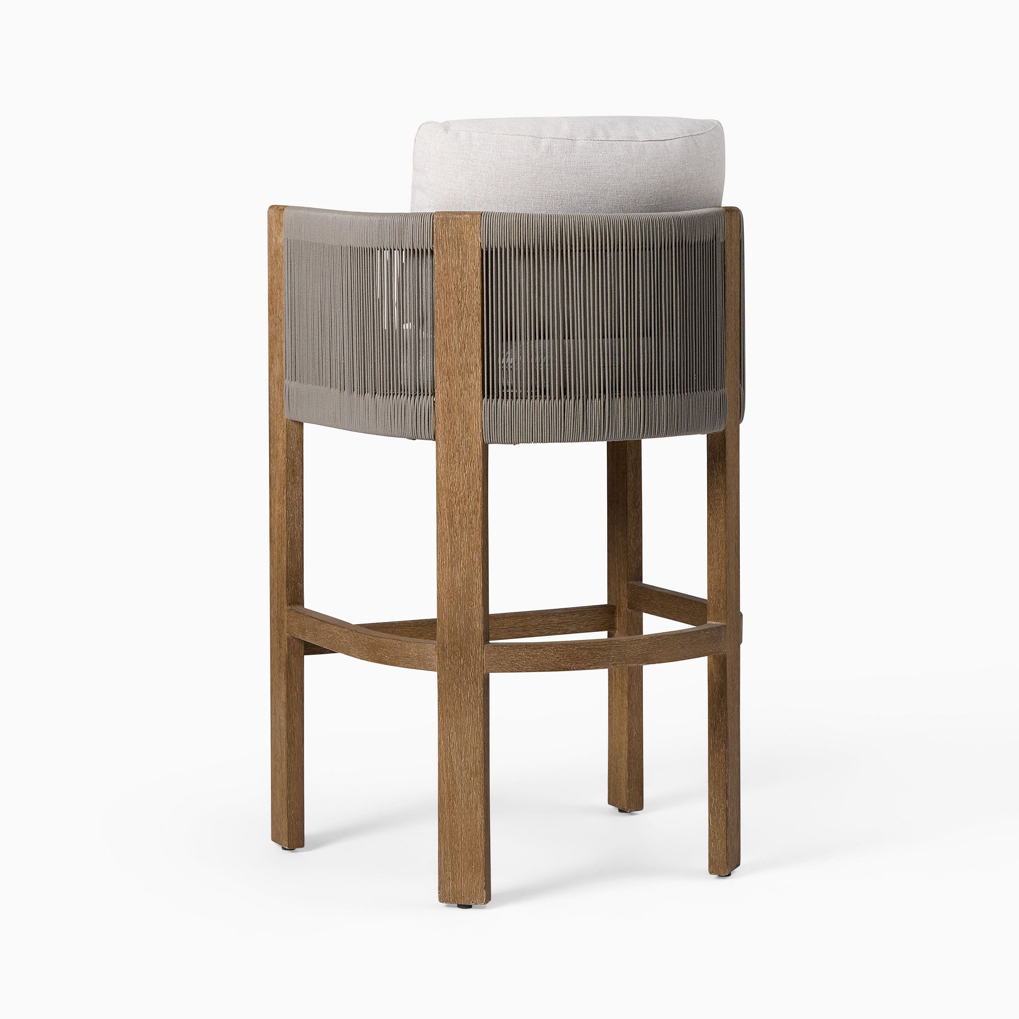 Professional manufacturer modern garden furniture all season rope weave teak counter chair outdoor bar stool