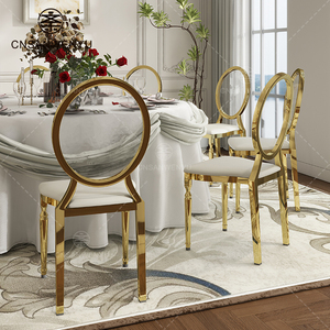 Chaises de banquet de luxe <span class=keywords><strong>en</strong></span> acier inoxydable, design personnalisé, robustes, or et blanc, pour événements hôteliers, directement de l'usine - Product Image 3