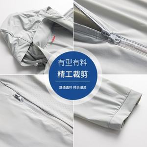 Vêtements de protection solaire d'été pour hommes UPF50, protection UV, en soie glacée, avec fermeture éclair, capuche amovible, respirants et rafraîchissants, pour la pêche - Product Image 3