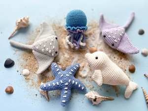 Animaux marins en <span class=keywords><strong>crochet</strong></span> Amigurumi : hippocampe, méduse, <span class=keywords><strong>baleine</strong></span> beluga, <span class=keywords><strong>baleine</strong></span>, étoile de mer et raie en <span class=keywords><strong>crochet</strong></span> - Product Image 4