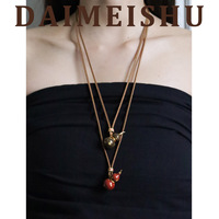 Nouveau Collier Plante Coloré Effet Goutte d'Huile Dopamine Printemps/Été, Chaîne de Pull en Cuivre Haut de Gamme, Mode Niche Luxe Léger