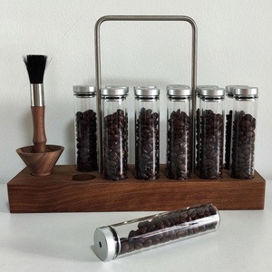 Corong dudukan tampilan kayu dosis tunggal 12 buah 2 Oz tutup botol kaca biji kopi penyimpanan serba-alat teh kopi praktis menyenangkan - Product Image 2