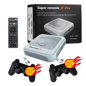Console de videogame super x pro 2.4g, console de jogos eletrônicos sem fio 4k com controle wireless, para psp, ps1, n64 md, 5