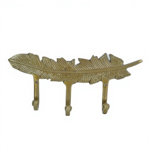 Crochet à plumes en laiton crochets muraux de luxe accessoires de décoration de la maison serviettes cintres et crochets avec 3 supports articles muraux - Product Image 1