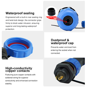 Ngoài trời ánh sáng điện SP13 4 pin kết nối không thấm nước hàng không Thông tư 5A Nam Nữ Cáp cắm Bảng điều khiển gắn kết ổ cắm - Product Image 3