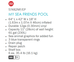 Intex 57482 <span class=keywords><strong>piscine</strong></span> elliptique gonflable <span class=keywords><strong>My</strong></span> Sea Friends pour enfants - Product Image 6