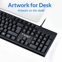 Keyboard USB Berkabel T-WOLF T15 dengan Switch Scissor, Desain Ergonomis untuk Penggunaan Kantor Bisnis, Tata Letak Spanyol yang Senyap, Aplikasi Desktop