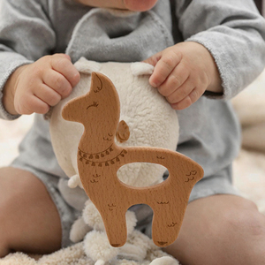 Jouet de dentition rond en bois de hêtre Coskiss pour bébés, couleur bois, vente en gros - Product Image 2