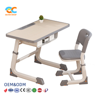 Suite de mobilier de classe relevable de qualité commerciale, directement de l'usine, pour élèves du primaire, avec structure métallique robuste, ensemble gris moderne