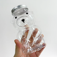 Bouteilles en plastique PET jetables, mignonnes et créatives en forme d'animaux, ours, lapin, chat, pour boissons avec couvercle en aluminium