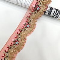 Accessoires vestimentaires en dentelle brodée style national, avec fil coloré ondulé, fleurs Bossimia, broderie au vent, maille et sequins, pour chaussures et sacs