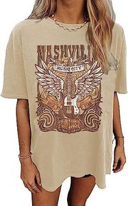T-shirt Oversize Femme Nashville Music City – Maillot Décontracté Musique Country Coupe Ample Anti-boulochage Impression Personnalisée Été - Product Image 6