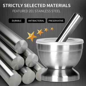 New Style Stainless Metal Durable Garlic Pugging Steel Mortar And Pestle With Custom Logo - Product Image 2