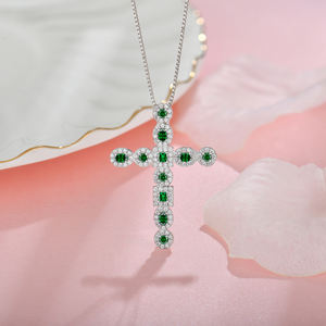 Collana collana donna ciondolo in argento 925 Sterling vendita a caldo collana croce geometrica irregolare zircone uomo donna collana - Product Image 2