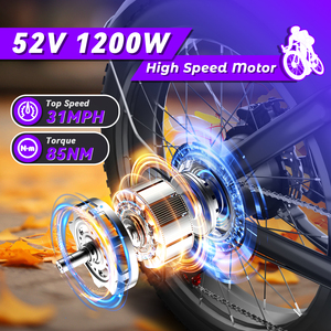 Bicicleta Eléctrica de Montaña de 52V 20AH con Motor sin Escobillas de 250W, Neumáticos Anchos de Alta Velocidad, Frenos de Disco Hidráulicos de 7 Velocidades para Desplazamientos Diarios, OEM - Product Image 5