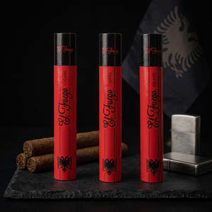 Humidor de viaje de cigarro único rojo redondo de alta calidad Estuche de transporte de papel de lujo con diseño de tubo Soporte de caja de cigarros al por mayor - Product Image 1