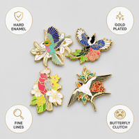 Broche en émail personnalisée style chinois, motif floral et oiseaux, en alliage de zinc, accessoire décoratif en métal, artisanat artistique, souvenir, accessoire vestimentaire