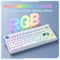 ONIKUMA Keyboard nirkabel MT706 RGB, Keyboard latensi grade e-sport Drive ganda sumbu kustom tiga Mode dengan tombol Volume