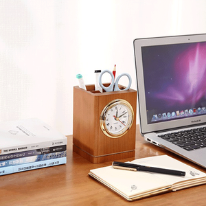 Giá Trưng Bày Bút Văn Phòng, Giá Sắp Xếp Để Bút Bằng Gỗ Kèm Đồng Hồ - Product Image 4