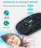 Souris sans fil rechargeable avec rétroéclairage LED Mackbook USB C 2.4G avec récepteur USB et Type C 2 en 1