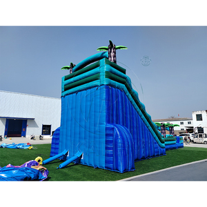 Toboggan aquatique gonflable commercial géant en forme de palmier <span class=keywords><strong>tropical</strong></span> avec piscine, parc aquatique gonflable à double piste pour l'été - Product Image 5