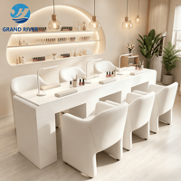 Table de manucure de luxe sur mesure pour salon, mobilier de manucure haut de gamme avec plateau en marbre, poste de travail pour manucure avec ventilateur