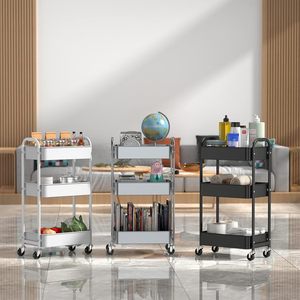 Modern Multi-Layer Metal <b>Storage</b> <b>Rack</b> <b>for</b> <b>Kitchen</b> Household Floor-standing Mobile Snack <b>Rack</b> <b>for</b> Living Room Bathroom - Product Image 3