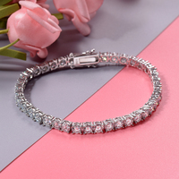 Bracelet à breloques Chuangao style hip-hop cubain en argent 925 plaqué or avec moissanite - Bijou idéal pour cadeau et soirée