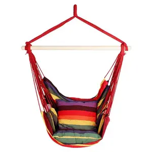 핫 세일 야외 정원 무지개 스윙 의자 야외 실내 사용을위한 쿠션 해먹 교수형 의자