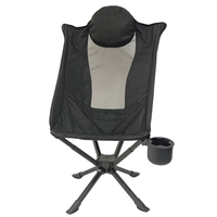 Chaise de camping moderne en aluminium avec dossier haut, tissu Oxford, logo personnalisé, pivotante, pliable, avec coussin