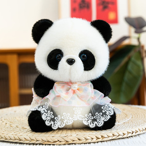 ตุ๊กตาแพนด้าสไตล์โลลิต้าน่ารัก ตุ๊กตาแพนด้าขนนุ่มพร้อมกระโปรงลูกไม้และโบว์สำหรับเด็กผู้หญิง ของขวัญวันเกิดเพื่อนคู่ใจสำหรับการนอนหลับ - Product Image 6