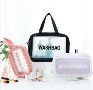 사용자 정의 로고 투명 지퍼 파우치 pvc 세면 도구 가방 여행 메이크업 주최자 방수 투명 화장품 가방