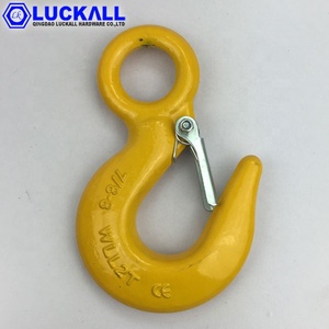 Yellow Painted Us Type Drop Forged <strong>Lifting</strong> Heavy Duty Alloy Steel Eye Cargo Hanging <strong>Hook</strong> <strong>with</strong> Latch 320 LKHOOK Mining 1.5Ton - Product Image 1