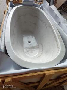 <span class=keywords><strong>Vasca</strong></span> da Bagno Ovale Autoportante in Marmo Bianco - Product Image 4