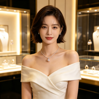Collier pendentif surdimensionné en perle de 12,5 mm, cadre en métal précieux personnalisé, style Diana, grande perle de luxe pour l'Asie de l'Est