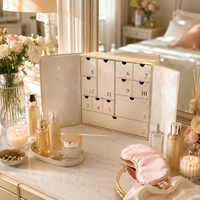 Boîte de calendrier de l'avent de beauté personnalisée de luxe avec 12 tiroirs, emballage cadeau pour cosmétiques et soins de la peau pour les fêtes de Noël