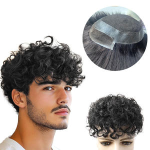 Système de remplacement capillaire en dentelle et patch PU, <span class=keywords><strong>cheveux</strong></span> courts <span class=keywords><strong>bouclés</strong></span>, volumineux et réalistes, <span class=keywords><strong>pour</strong></span> usage quotidien, fêtes, course à pied, type Base Holywood - Product Image 1