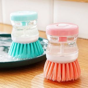 Hydraulic Dishwashing Brush With Soap Dispenser Nylon Bristles Kitchen Cleaning Tool - Product Image 1