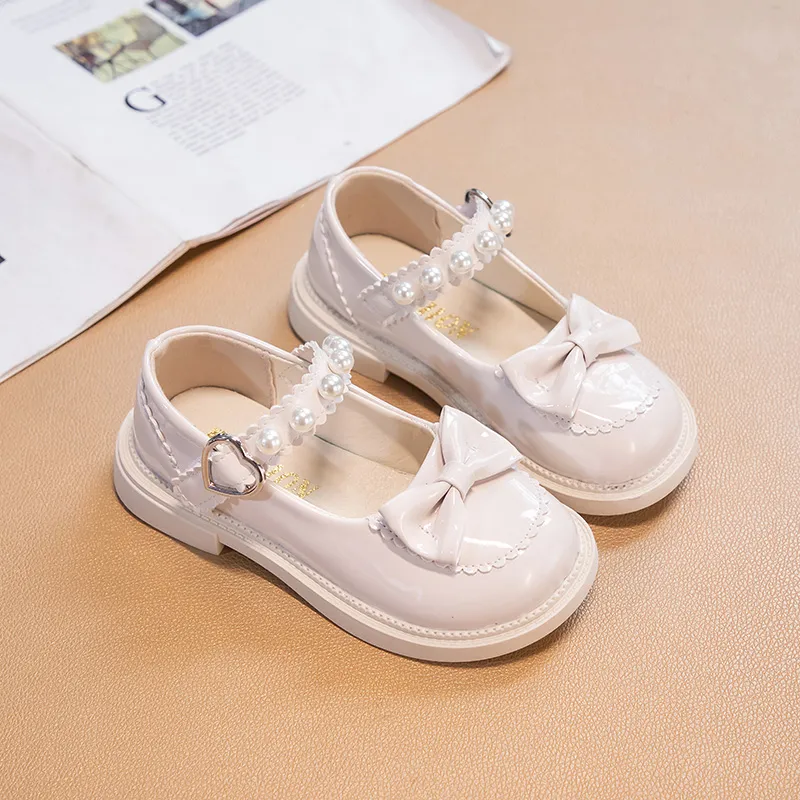Wholesale Kids Leather Soft Sole Flat Princess Shoes Party BowKnot Girls Performance Casual Shoes
