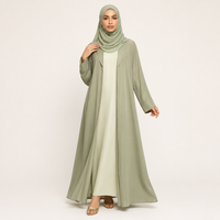 Abaya ouverte pour femmes avec bordure festonnée, vêtements islamiques modestes