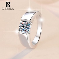 Bague de fiançailles simple et tendance en argent sterling 925 GRA avec moissanite de 1/2 carat pour homme