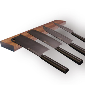 Bloc porte-<span class=keywords><strong>couteau</strong></span> magnétique à montage mural, bandelettes américaines, noir, noyer bloc organiseur de rangement de cuisine à 5 couteaux de 13 pouces - Product Image 1