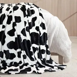 Китайское однослойное 1-слойное Норковое Фланелевое супермягкое домашнее одеяло с принтом коровы для зимнего дивана