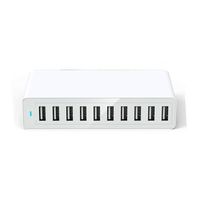 Cargador de CA de Escritorio de Carga Rápida de 5V 12A 60W, Cargador Portátil de Viaje de 10 Puertos para Teléfonos Móviles con Enchufe para EE. UU./UE/Reino Unido/Australia