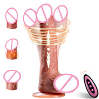 Fernbedienung Weiches Silikon Realistischer Penis G-Punkt Klitoris Stimulator Schub Schaukel Heizung Dildo Vibrator Sexspielzeug für Frauen