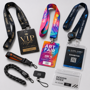 Create Fabric Textile Woven, Conference Fair Lanyards With Attractive Logo Printed Custom Promotion Pu Id Card Holder Lanyard/ - Product Image 1